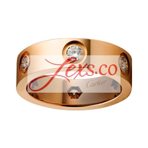  Cartier Love Ring Copy 18k Pink Gold With 6 Diamonds B4097500