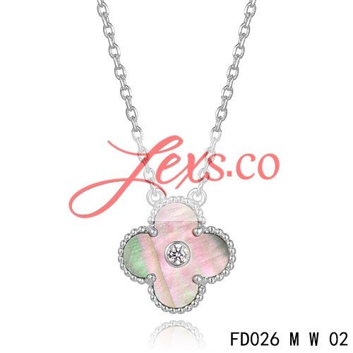 Van Cleef & Arpels Vintage Alhambra Pendant Necklace Copy White Gold 1 Motif